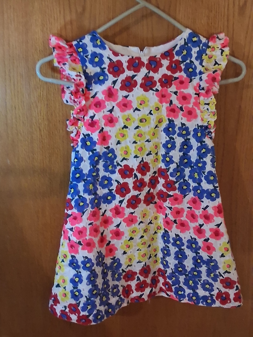 Pippa & Julie White Floral Sundress with Pink Blue Red Yellow Flowers